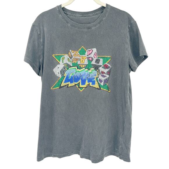 Zadig & Voltaire Womens Streetwear Punk Zoe Core‎ Love Strass Graphic T-Shirt S - Picture 2 of 7